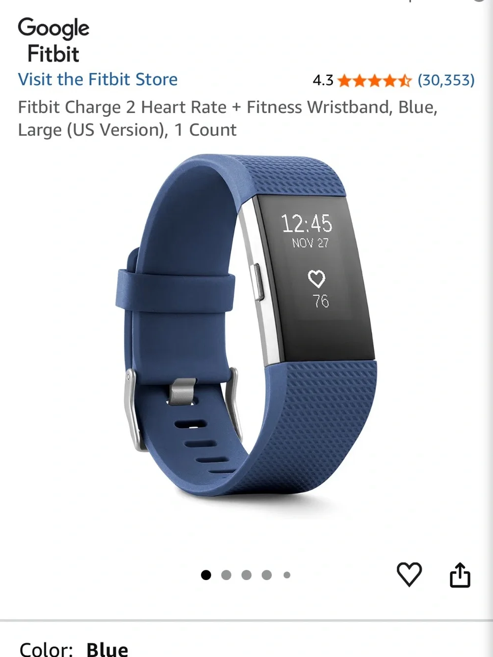 fitbit Charge 2 Fitness watch with blue wristband